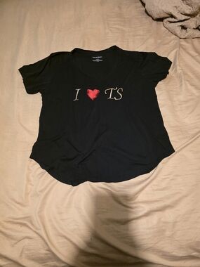 Taylor Swift Black Tee with Red Heart and Gold Lettering REPUTATION ERA🐍
